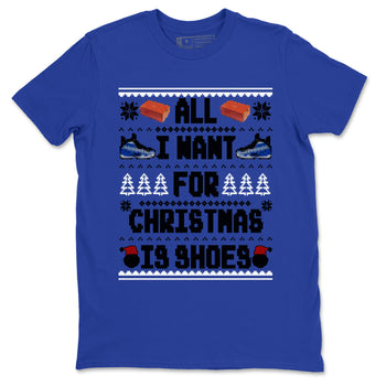 Air Foamposite One Royal t shirts to match sneakers Special Christmas Shirts All I Want For Christmas Is Shoes sneaker match tees Foams One Royal sneaker match tee SNRT Sneaker Tees unisex cotton Royal Blue 2 shirts
