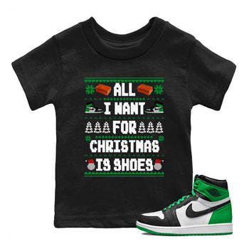 Air Jordan 1 Celtics t shirts to match sneakers Special Christmas Shirts All I Want For Christmas Is Shoes sneaker match tees Jordan 1 High OG Celtics sneaker match tee SNRT Sneaker Tees Youth Baby Black 1 tee