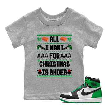Air Jordan 1 Celtics t shirts to match sneakers Special Christmas Shirts All I Want For Christmas Is Shoes sneaker match tees Jordan 1 High OG Celtics sneaker match tee SNRT Sneaker Tees Youth Baby Heather Grey 1 tee