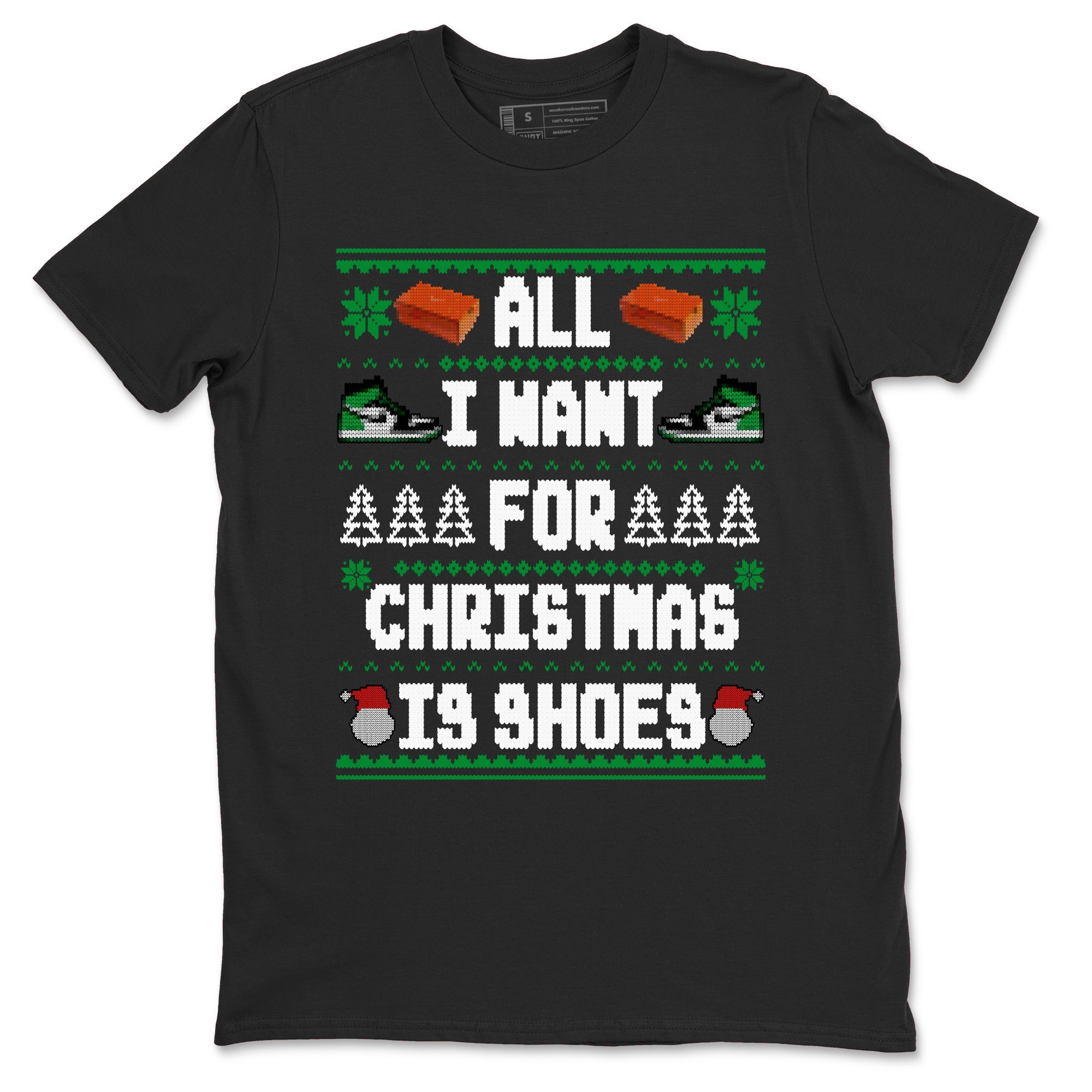 Air Jordan 1 Celtics t shirts to match sneakers Special Christmas Shirts All I Want For Christmas Is Shoes sneaker match tees Jordan 1 High OG Celtics sneaker match tee SNRT Sneaker Tees unisex cotton Black 2 shirts