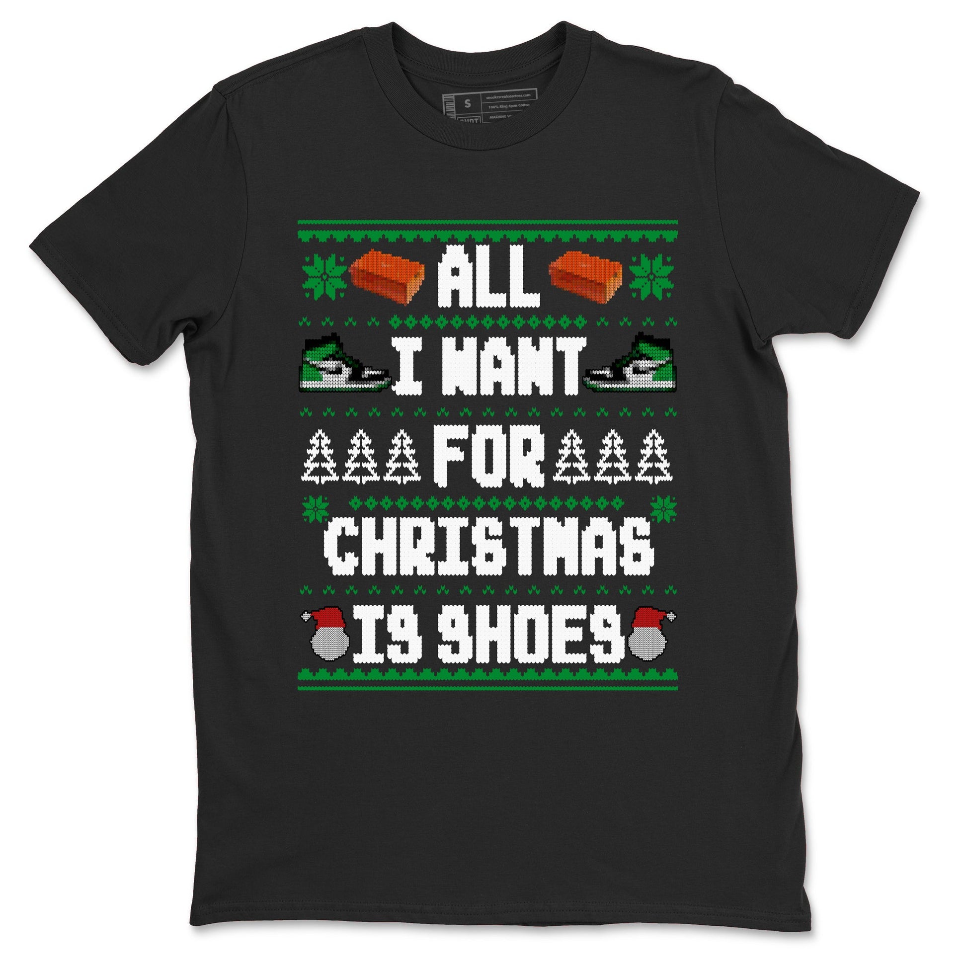 Air Jordan 1 Celtics t shirts to match sneakers Special Christmas Shirts All I Want For Christmas Is Shoes sneaker match tees Jordan 1 High OG Celtics sneaker match tee SNRT Sneaker Tees unisex cotton Black 2 shirts