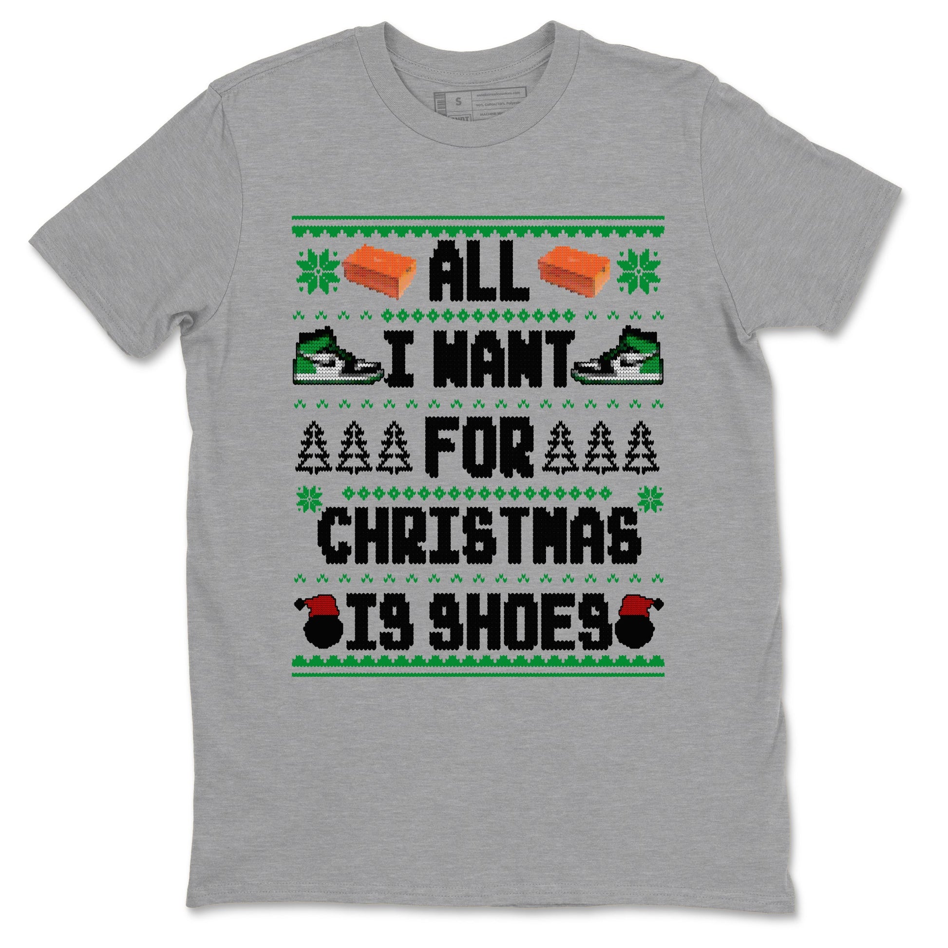 Air Jordan 1 Celtics t shirts to match sneakers Special Christmas Shirts All I Want For Christmas Is Shoes sneaker match tees Jordan 1 High OG Celtics sneaker match tee SNRT Sneaker Tees unisex cotton Heather Grey 2 shirts