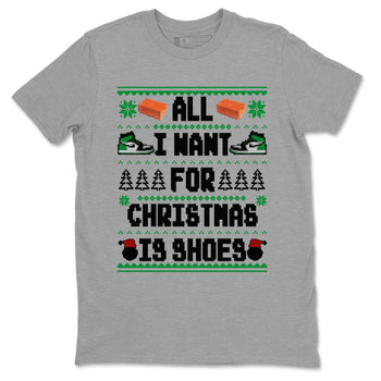 Air Jordan 1 Celtics t shirts to match sneakers Special Christmas Shirts All I Want For Christmas Is Shoes sneaker match tees Jordan 1 High OG Celtics sneaker match tee SNRT Sneaker Tees unisex cotton Heather Grey 2 shirts