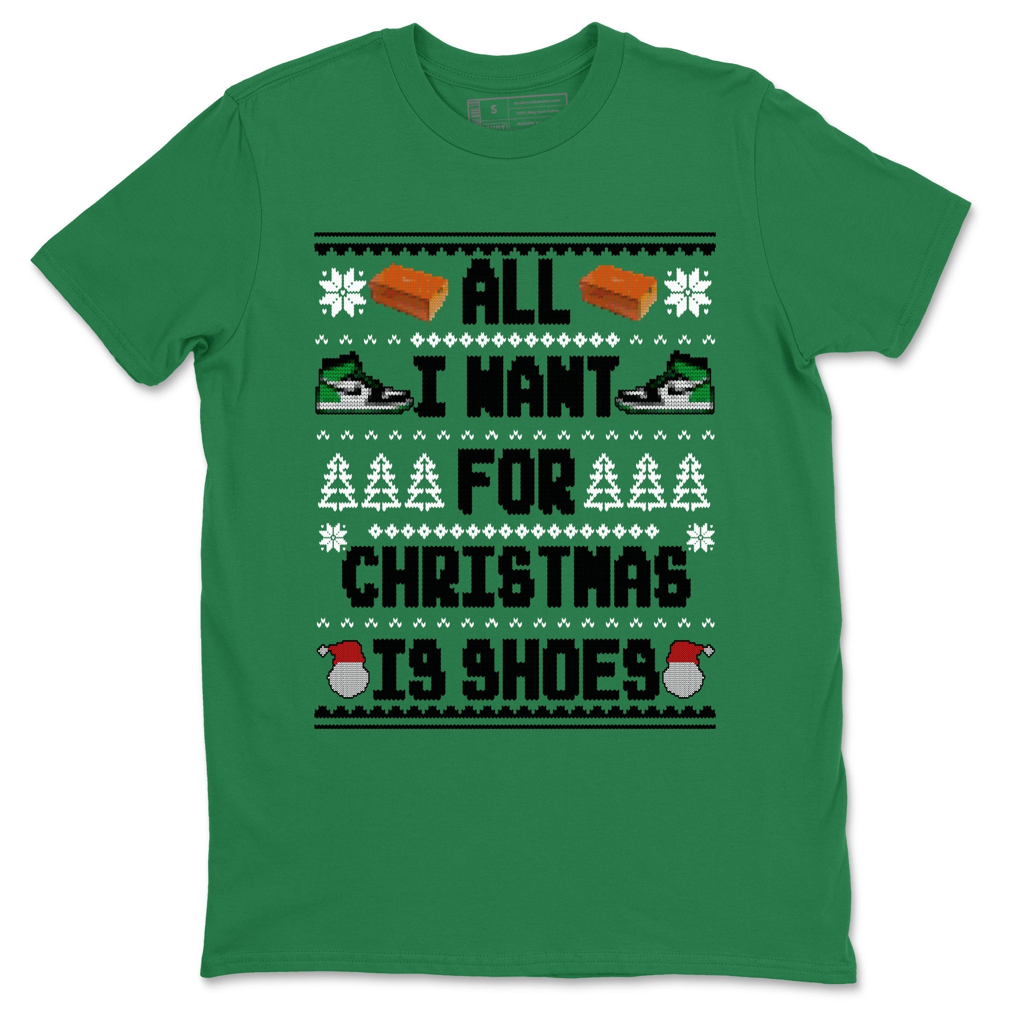 Air Jordan 1 Celtics t shirts to match sneakers Special Christmas Shirts All I Want For Christmas Is Shoes sneaker match tees Jordan 1 High OG Celtics sneaker match tee SNRT Sneaker Tees unisex cotton Kelly Green 2 shirts