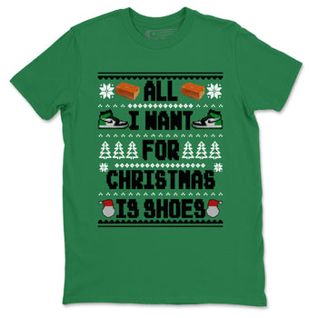 Air Jordan 1 Celtics t shirts to match sneakers Special Christmas Shirts All I Want For Christmas Is Shoes sneaker match tees Jordan 1 High OG Celtics sneaker match tee SNRT Sneaker Tees unisex cotton Kelly Green 2 shirts