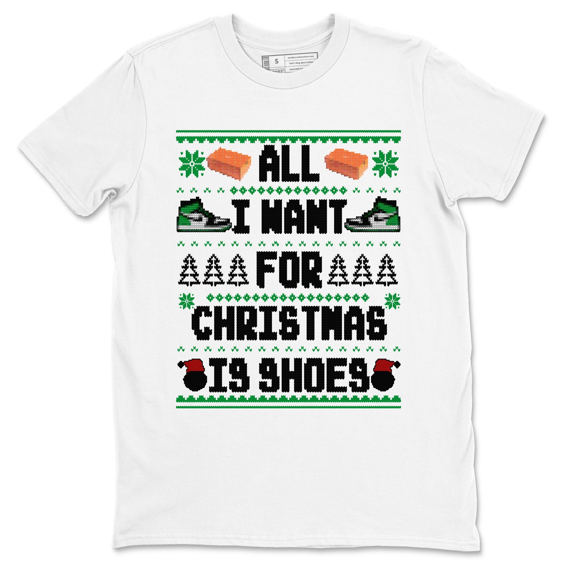 Air Jordan 1 Celtics t shirts to match sneakers Special Christmas Shirts All I Want For Christmas Is Shoes sneaker match tees Jordan 1 High OG Celtics sneaker match tee SNRT Sneaker Tees unisex cotton White 2 shirts