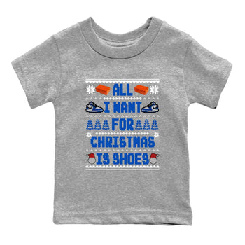 1s Game Royal shirts to match jordans All I Want For Christmas Is Shoes sneaker match tees Air Jordan 1 Retro Low OG Game Royal match shoes to clothes SNRT Sneaker Tees Youth Baby Heather Grey 2 tee
