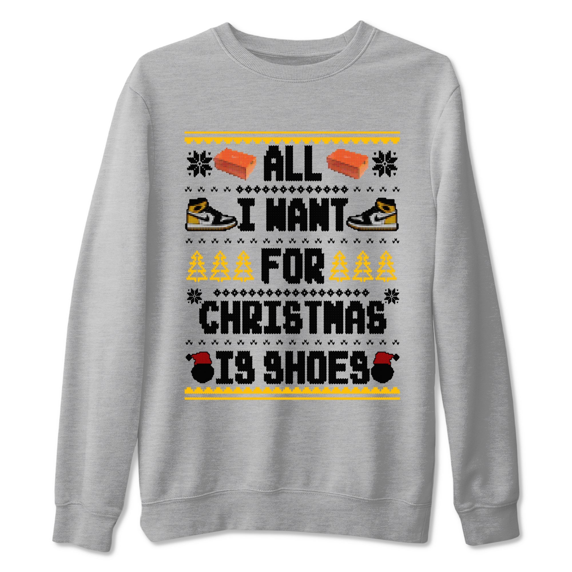 Air Jordan 1 Taxi t shirts to match sneakers Special Christmas Shirts All I Want For Christmas Is Shoes sneaker match tees Jordan 1 Yellow Toe sneaker match tee SNRT Sneaker Tees unisex cotton Heather Grey 2 shirts