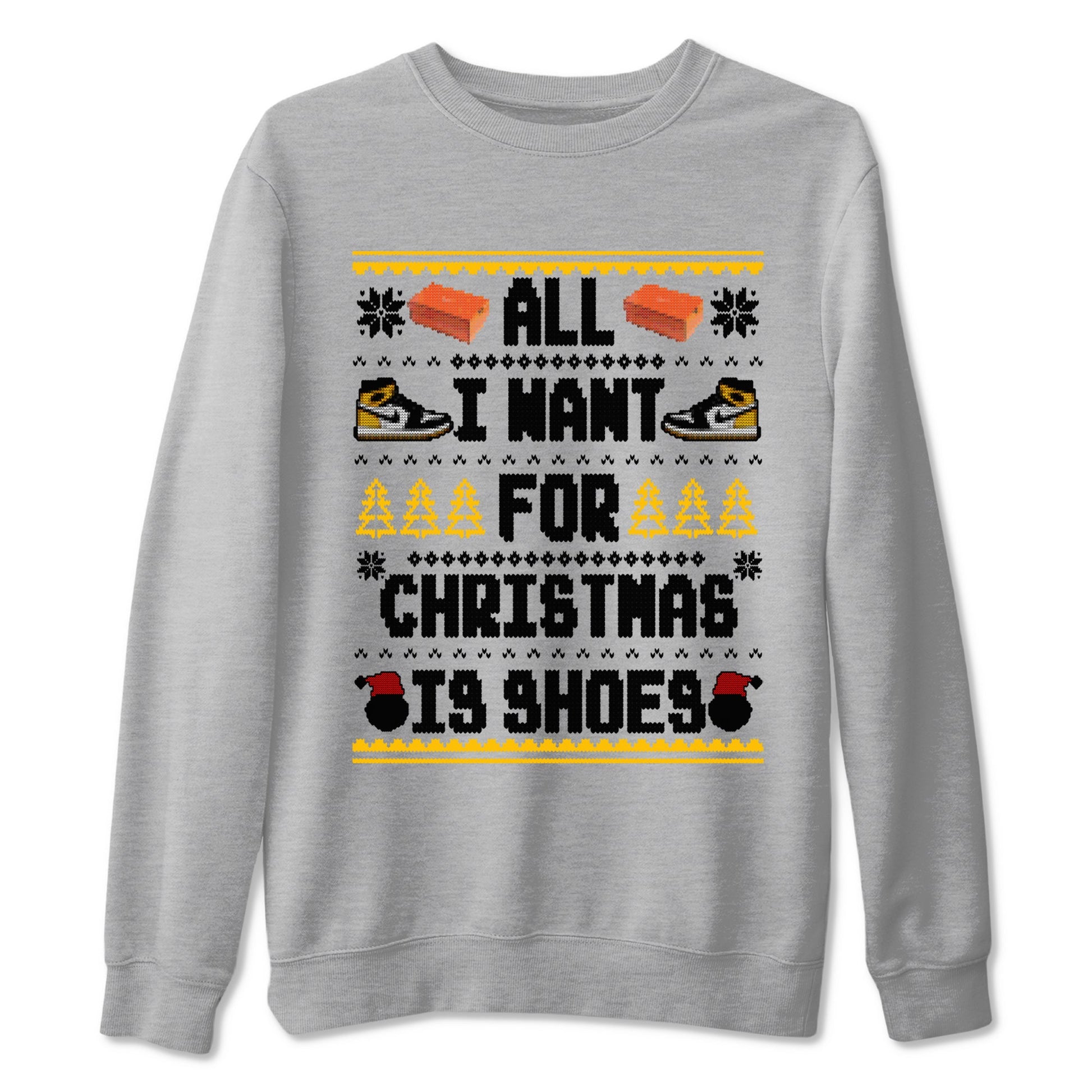 Air Jordan 1 Taxi t shirts to match sneakers Special Christmas Shirts All I Want For Christmas Is Shoes sneaker match tees Jordan 1 Yellow Toe sneaker match tee SNRT Sneaker Tees unisex cotton Heather Grey 2 shirts