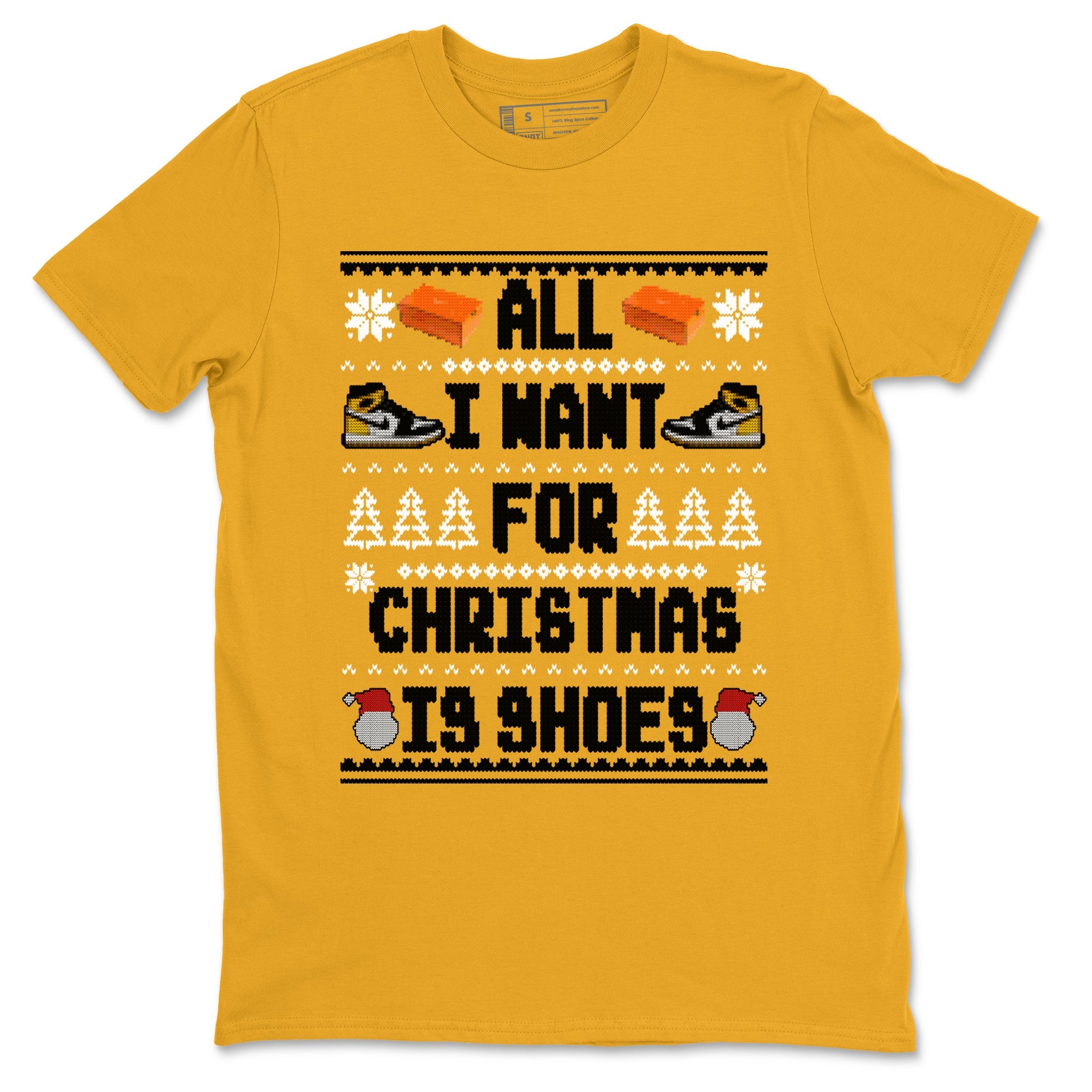 Air Jordan 1 Taxi t shirts to match sneakers Special Christmas Shirts All I Want For Christmas Is Shoes sneaker match tees Jordan 1 Yellow Toe sneaker match tee SNRT Sneaker Tees unisex cotton Gold 2 shirts