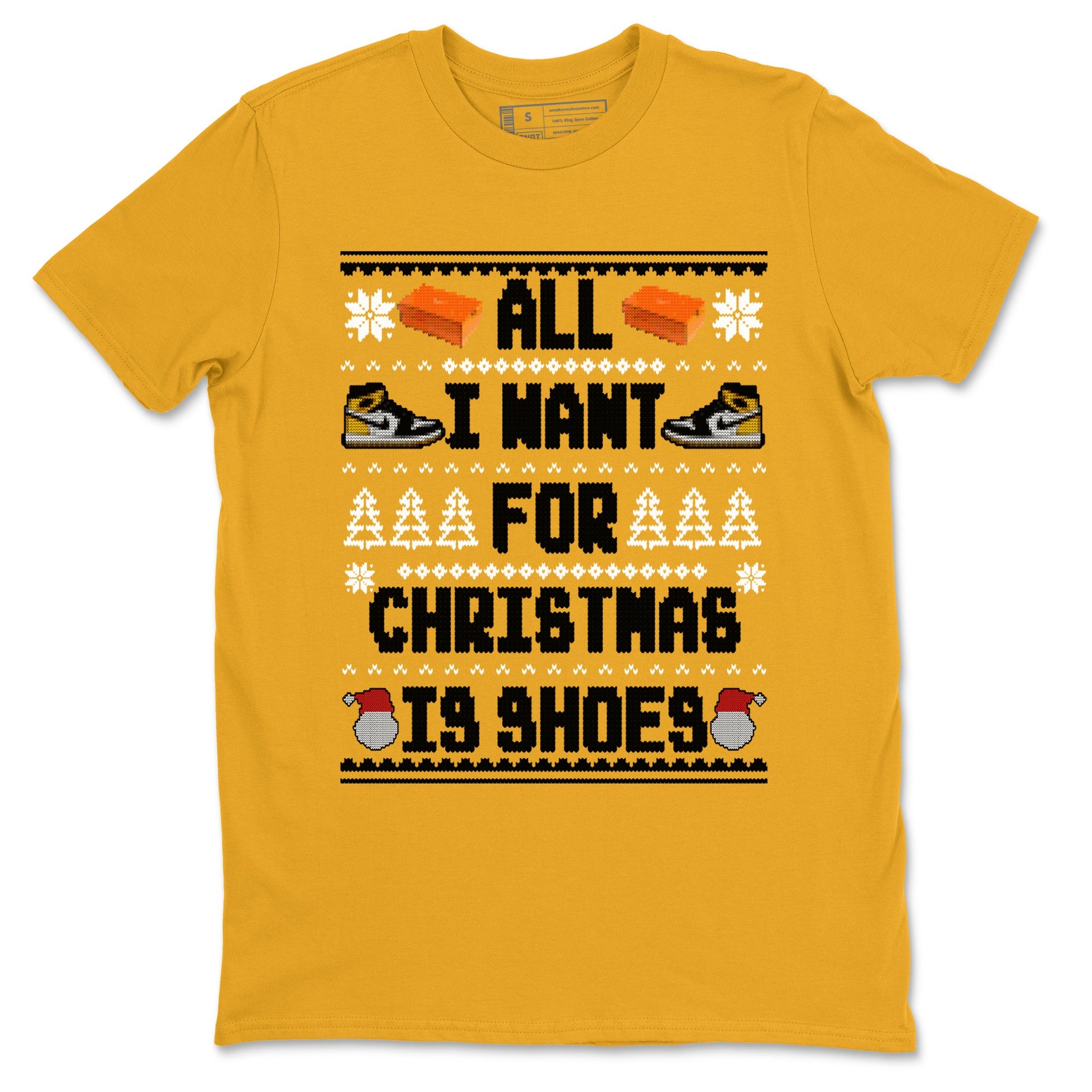 Air Jordan 1 Taxi t shirts to match sneakers Special Christmas Shirts All I Want For Christmas Is Shoes sneaker match tees Jordan 1 Yellow Toe sneaker match tee SNRT Sneaker Tees unisex cotton Gold 2 shirts