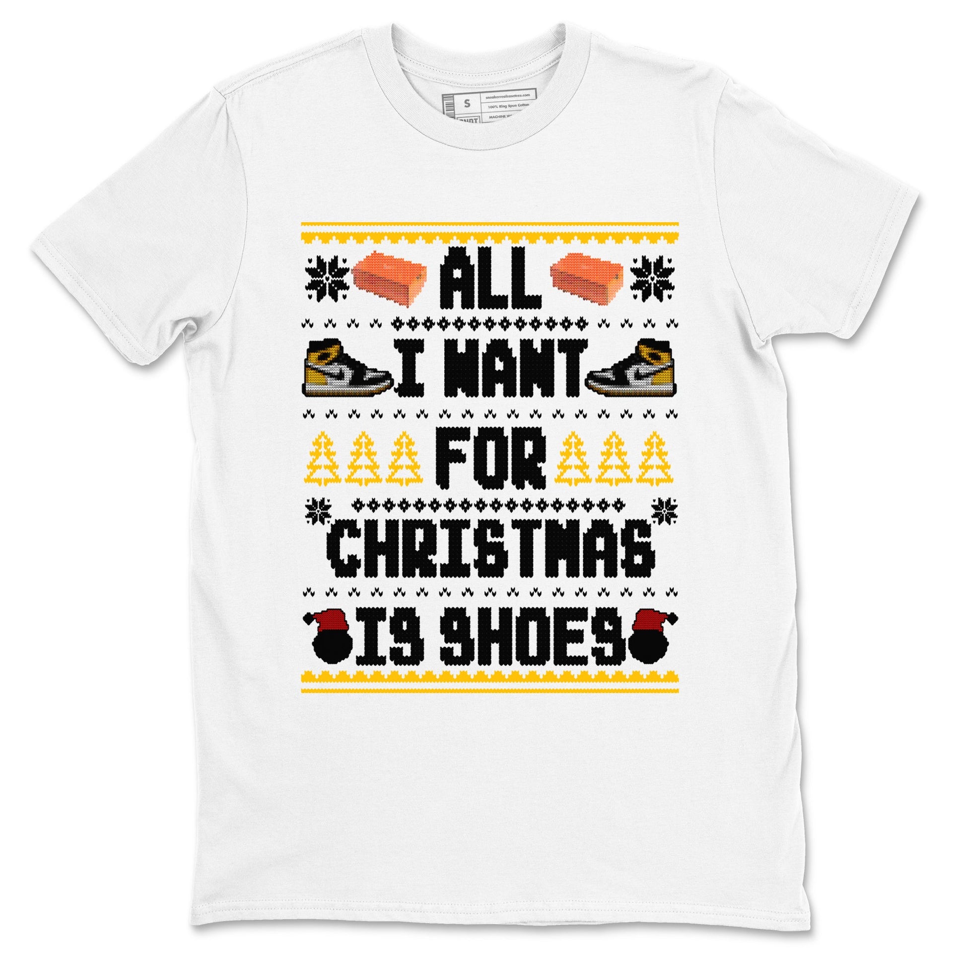 Air Jordan 1 Taxi t shirts to match sneakers Special Christmas Shirts All I Want For Christmas Is Shoes sneaker match tees Jordan 1 Yellow Toe sneaker match tee SNRT Sneaker Tees unisex cotton White 2 shirts