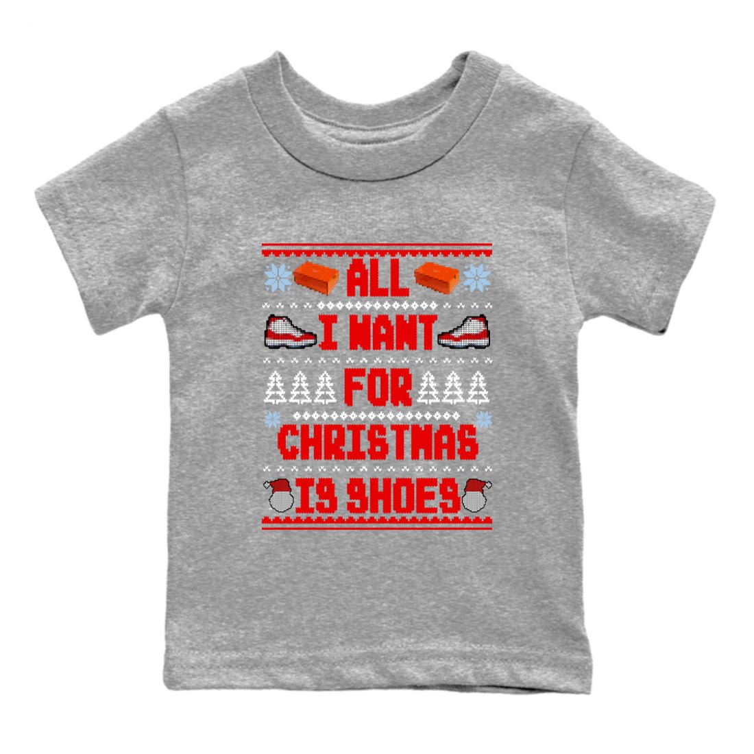Retro 11s Cherry t shirts to match sneakers Special Christmas Shirts All I Want For Christmas Is Shoes sneaker match tees Air Jordan 11 Cherry sneaker match tee SNRT Sneaker Tees Youth Baby Heather Grey 2 tee