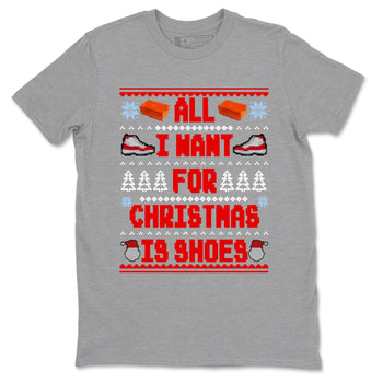 Retro 11s Cherry t shirts to match sneakers Special Christmas Shirts All I Want For Christmas Is Shoes sneaker match tees Air Jordan 11 Cherry sneaker match tee SNRT Sneaker Tees unisex cotton Heather Grey 2 shirts