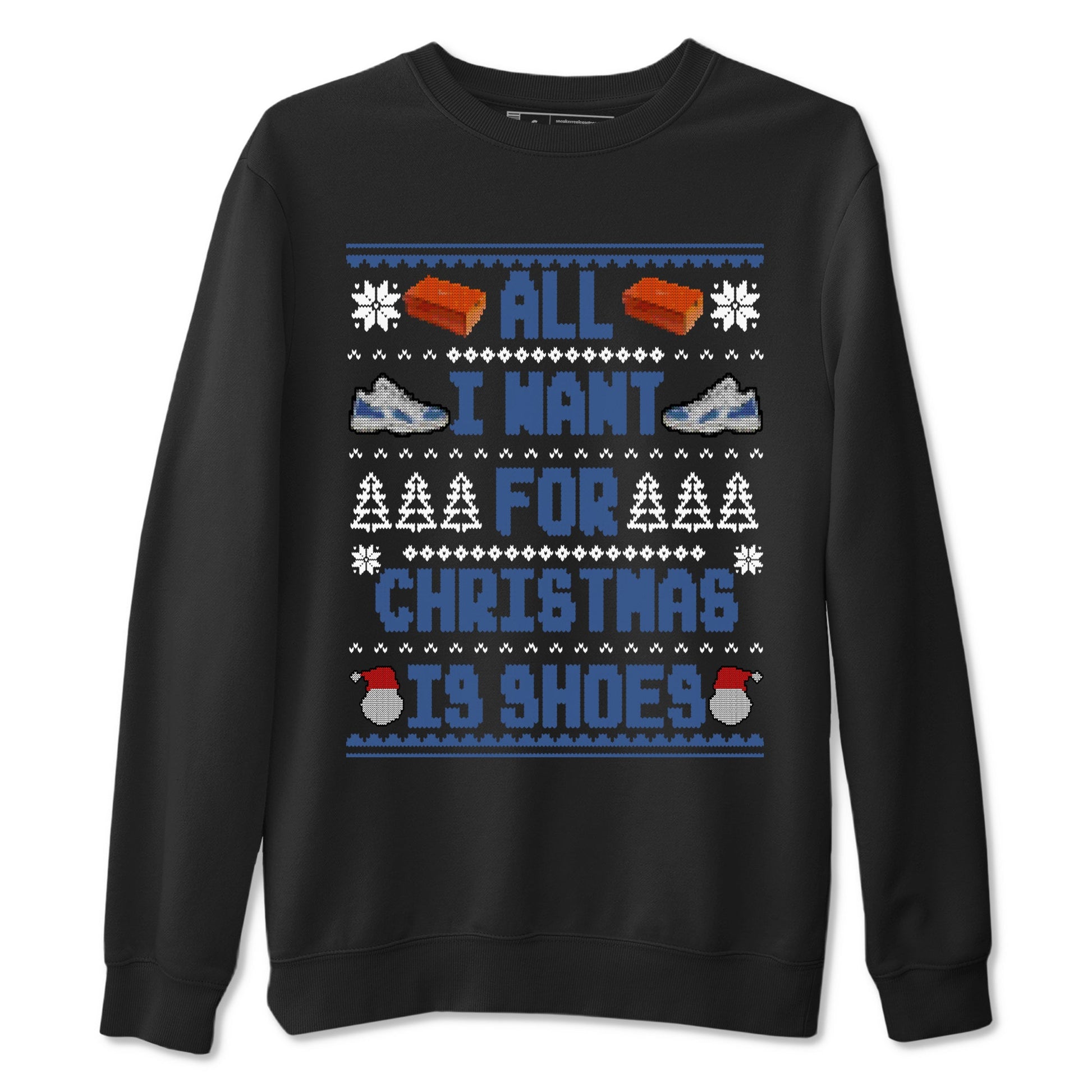 11s Diffused Blue t shirts to match sneakers Special Christmas Shirts All I Want For Christmas Is Shoes sneaker match tees Air Jordan 11 Diffused Blue sneaker match tee SNRT Sneaker Tees unisex cotton Black 2 shirts