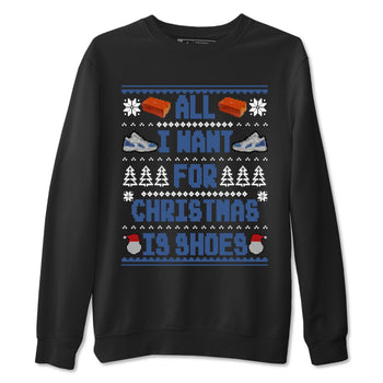 11s Diffused Blue t shirts to match sneakers Special Christmas Shirts All I Want For Christmas Is Shoes sneaker match tees Air Jordan 11 Diffused Blue sneaker match tee SNRT Sneaker Tees unisex cotton Black 2 shirts