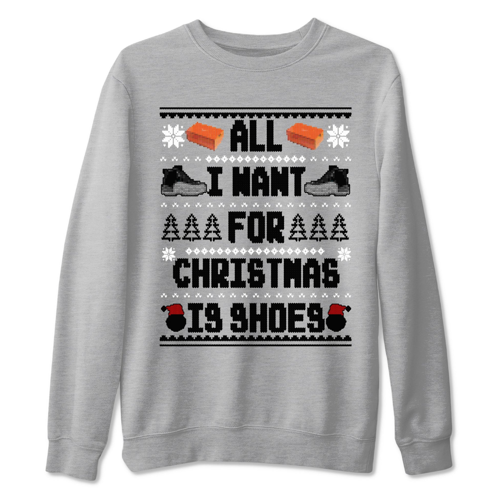 Jordan 12 Retro Black Wolf Grey t shirts to match sneakers Special Christmas Shirts All I Want For Christmas Is Shoes sneaker match tees Air Jordan 12 Black Wolf Grey sneaker match tee SNRT Sneaker Tees unisex cotton Heather Grey 2 shirts