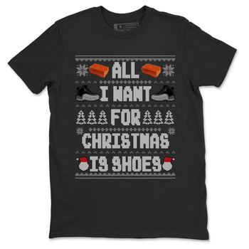 Jordan 12 Retro Black Wolf Grey t shirts to match sneakers Special Christmas Shirts All I Want For Christmas Is Shoes sneaker match tees Air Jordan 12 Black Wolf Grey sneaker match tee SNRT Sneaker Tees unisex cotton Black 2 shirts