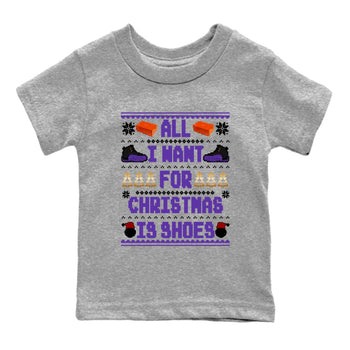 12s Retro Field Purple t shirts to match sneakers Special Christmas Shirts All I Want For Christmas Is Shoes sneaker match tees Air Jordan 12 Field Purple sneaker match tee SNRT Sneaker Tees Youth Baby Heather Grey 2 tee