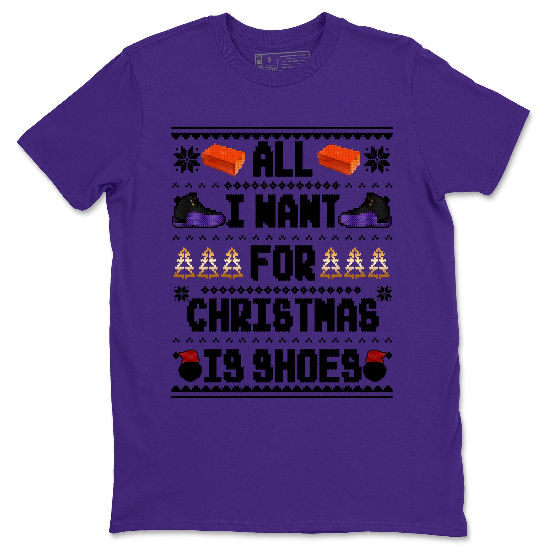 12s Retro Field Purple t shirts to match sneakers Special Christmas Shirts All I Want For Christmas Is Shoes sneaker match tees Air Jordan 12 Field Purple sneaker match tee SNRT Sneaker Tees unisex cotton Purple 2 shirts