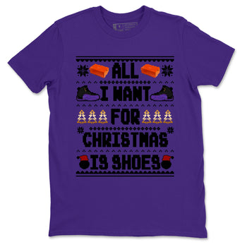12s Retro Field Purple t shirts to match sneakers Special Christmas Shirts All I Want For Christmas Is Shoes sneaker match tees Air Jordan 12 Field Purple sneaker match tee SNRT Sneaker Tees unisex cotton Purple 2 shirts