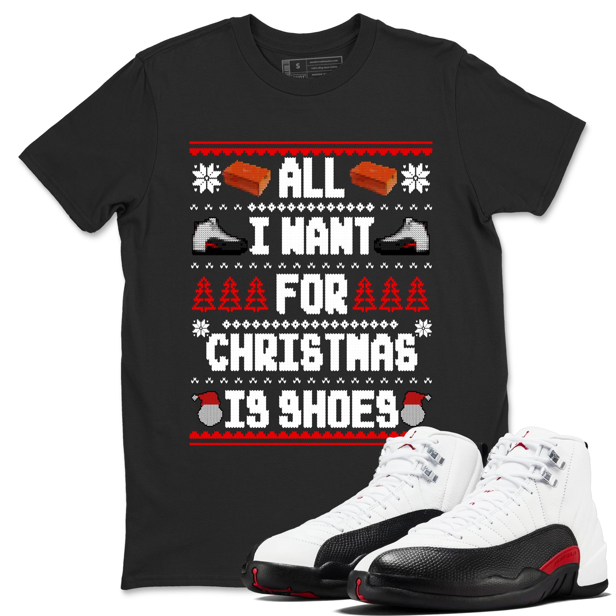 12s Taxi Flip t shirts to match sneakers Special Christmas Shirts All I Want For Christmas Is Shoes sneaker match tees Air Jordan 12 Taxi Flip sneaker match tee SNRT Sneaker Tees unisex cotton Black 1 shirts