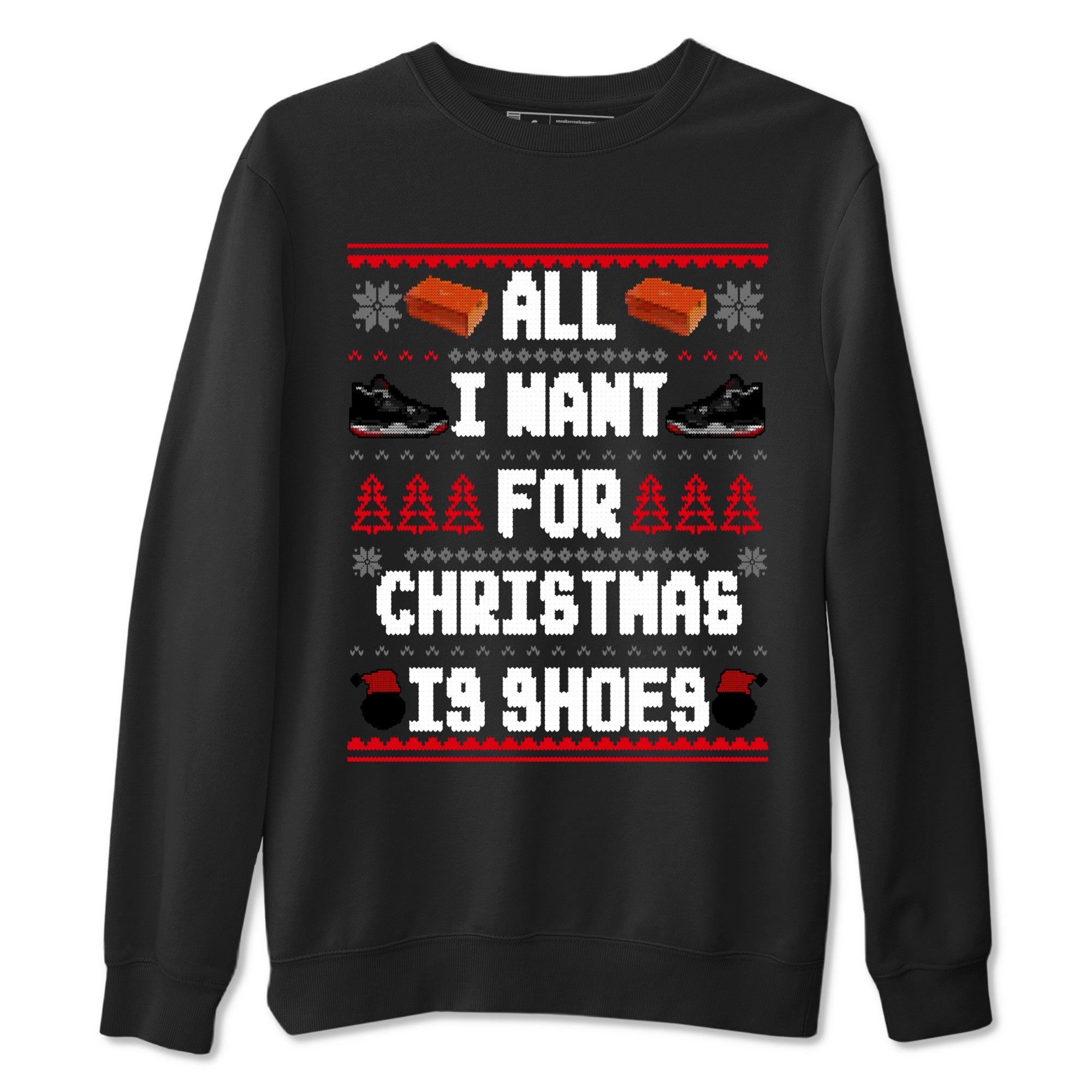 4s Bred Reimagined t shirts to match sneakers Special Christmas Shirts All I Want For Christmas Is Shoes sneaker match tees Air Jordan 4 Bred Reimagined sneaker match tee SNRT Sneaker Tees unisex cotton Black 2 shirts