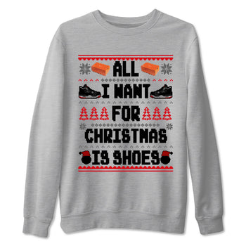 4s Bred Reimagined t shirts to match sneakers Special Christmas Shirts All I Want For Christmas Is Shoes sneaker match tees Air Jordan 4 Bred Reimagined sneaker match tee SNRT Sneaker Tees unisex cotton Heather Grey 2 shirts