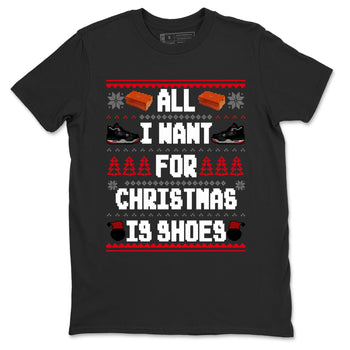 4s Bred Reimagined t shirts to match sneakers Special Christmas Shirts All I Want For Christmas Is Shoes sneaker match tees Air Jordan 4 Bred Reimagined sneaker match tee SNRT Sneaker Tees unisex cotton Black 2 shirts