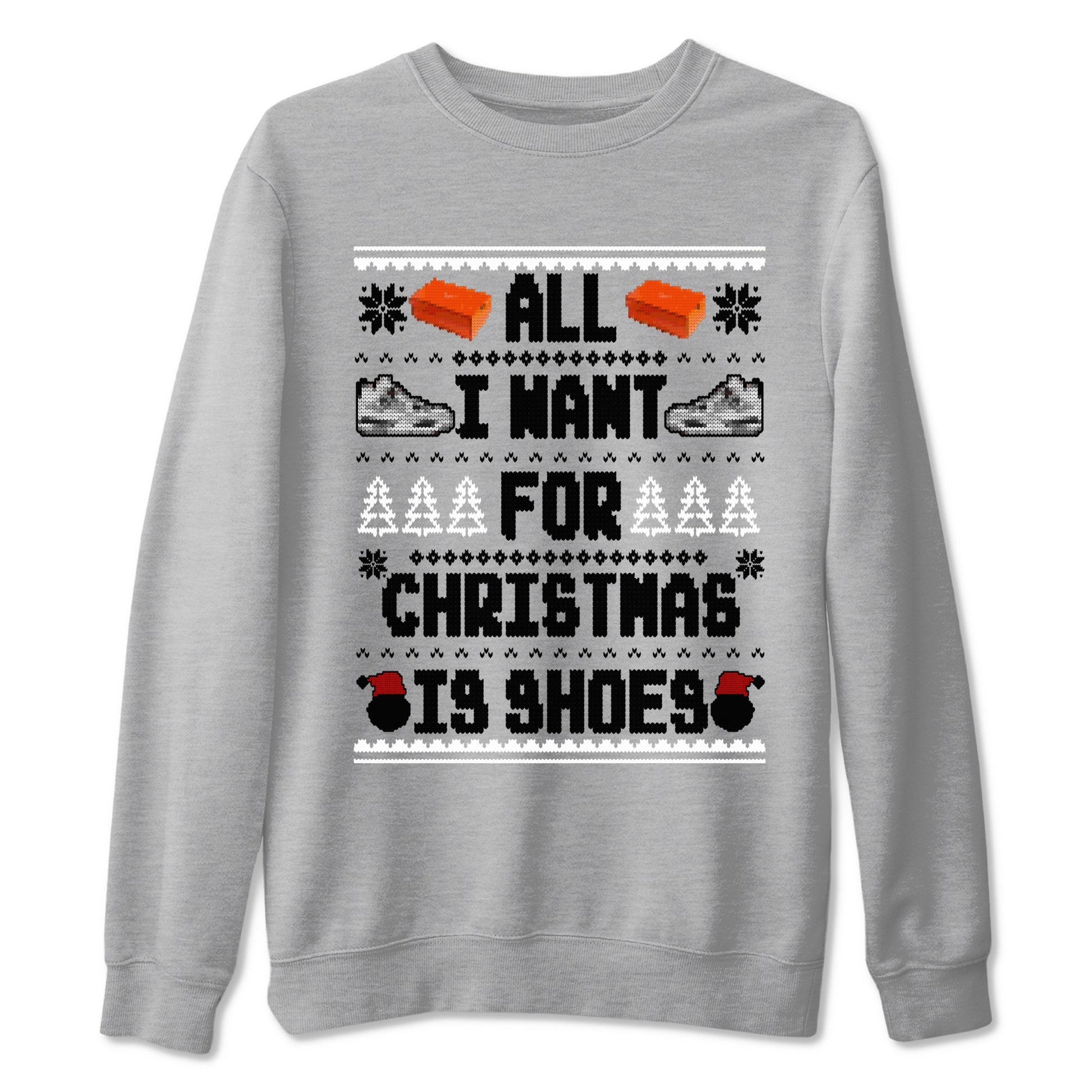 Air Jordan 4 Military Black t shirts to match sneakers Special Christmas Shirts All I Want For Christmas Is Shoes sneaker match tees 4s Military Black sneaker match tee SNRT Sneaker Tees unisex cotton Heather Grey 2 shirts