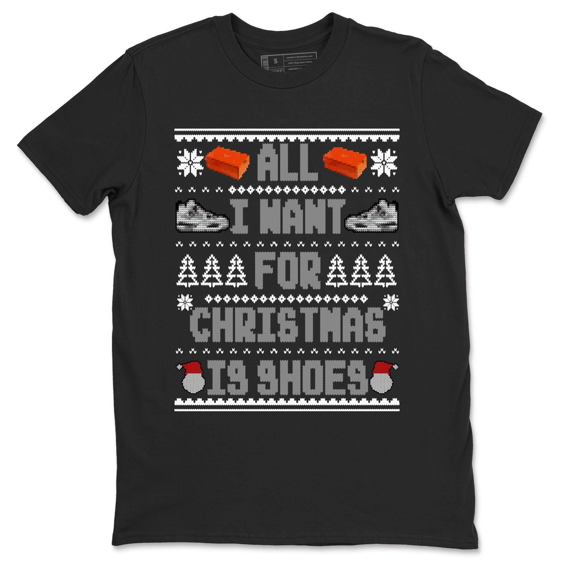 Air Jordan 4 Military Black t shirts to match sneakers Special Christmas Shirts All I Want For Christmas Is Shoes sneaker match tees 4s Military Black sneaker match tee SNRT Sneaker Tees unisex cotton Black 2 shirts