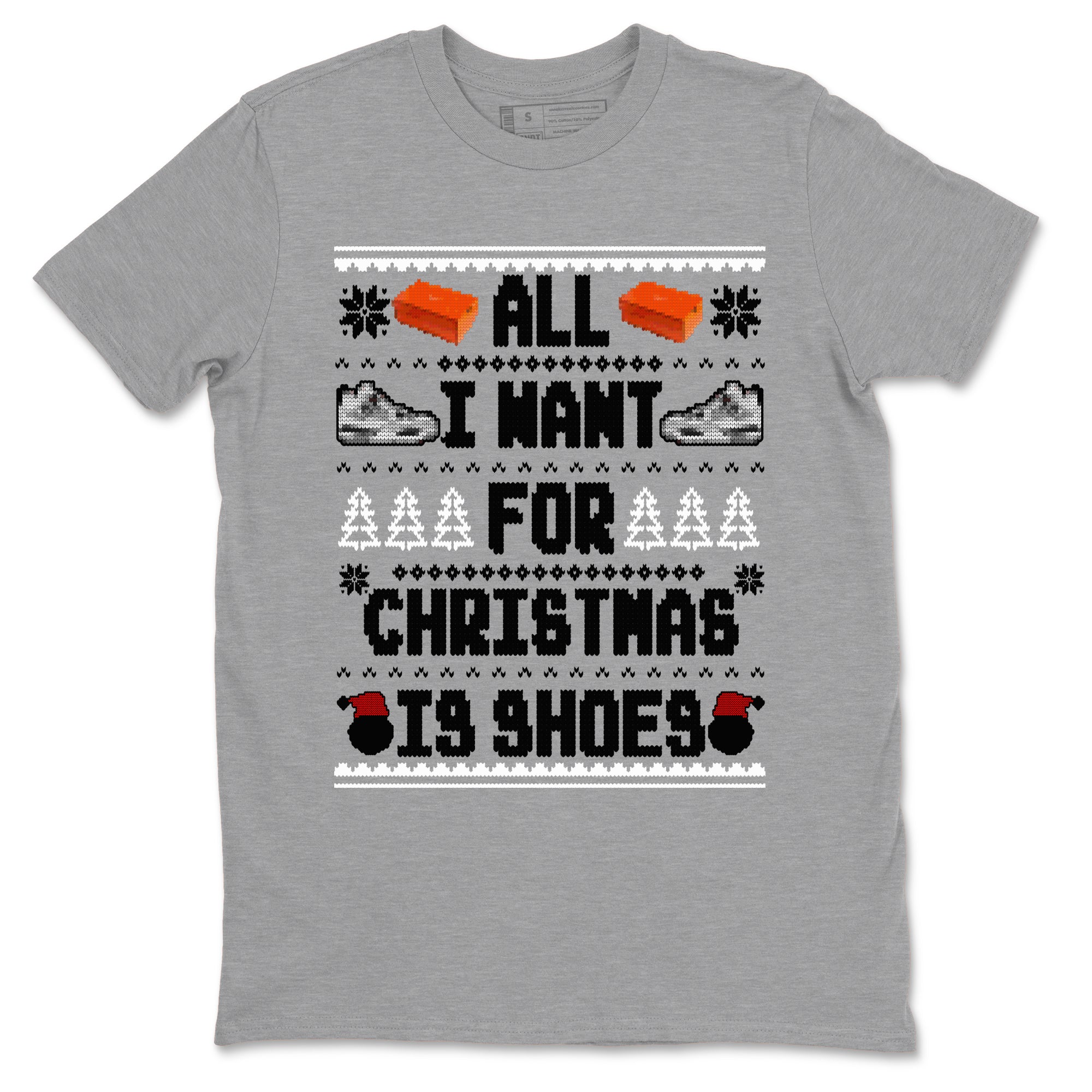 Air Jordan 4 Military Black t shirts to match sneakers Special Christmas Shirts All I Want For Christmas Is Shoes sneaker match tees 4s Military Black sneaker match tee SNRT Sneaker Tees unisex cotton Heather Grey 2 shirts