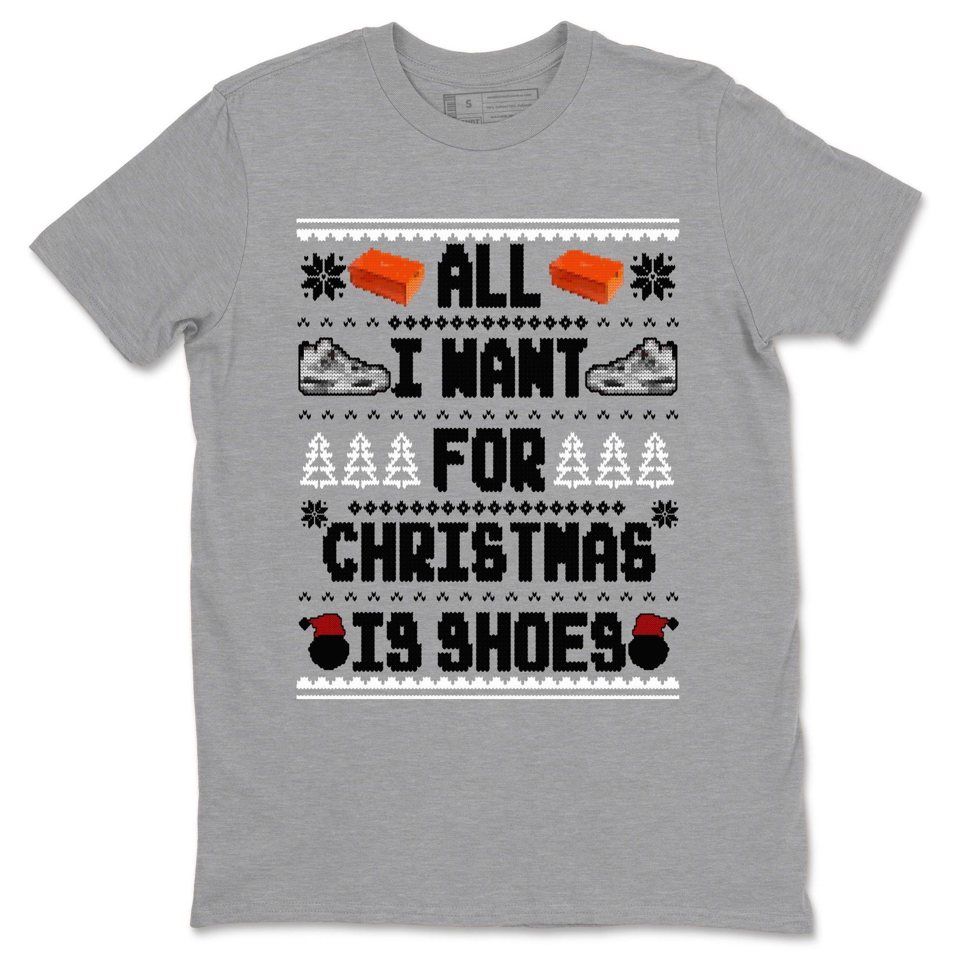 Air Jordan 4 Military Black t shirts to match sneakers Special Christmas Shirts All I Want For Christmas Is Shoes sneaker match tees 4s Military Black sneaker match tee SNRT Sneaker Tees unisex cotton Heather Grey 2 shirts
