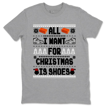Air Jordan 4 Military Black t shirts to match sneakers Special Christmas Shirts All I Want For Christmas Is Shoes sneaker match tees 4s Military Black sneaker match tee SNRT Sneaker Tees unisex cotton Heather Grey 2 shirts