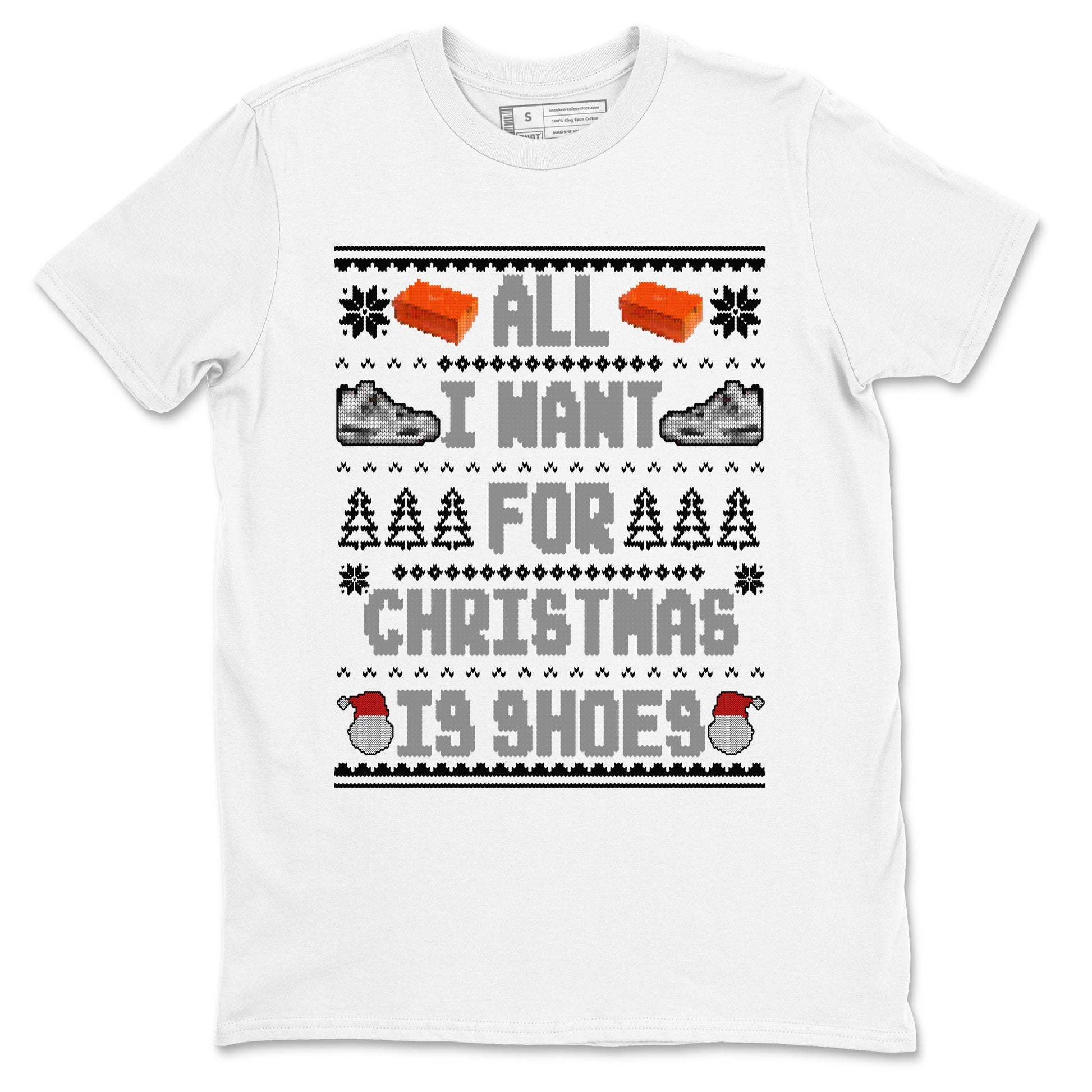 Air Jordan 4 Military Black t shirts to match sneakers Special Christmas Shirts All I Want For Christmas Is Shoes sneaker match tees 4s Military Black sneaker match tee SNRT Sneaker Tees unisex cotton White 2 shirts