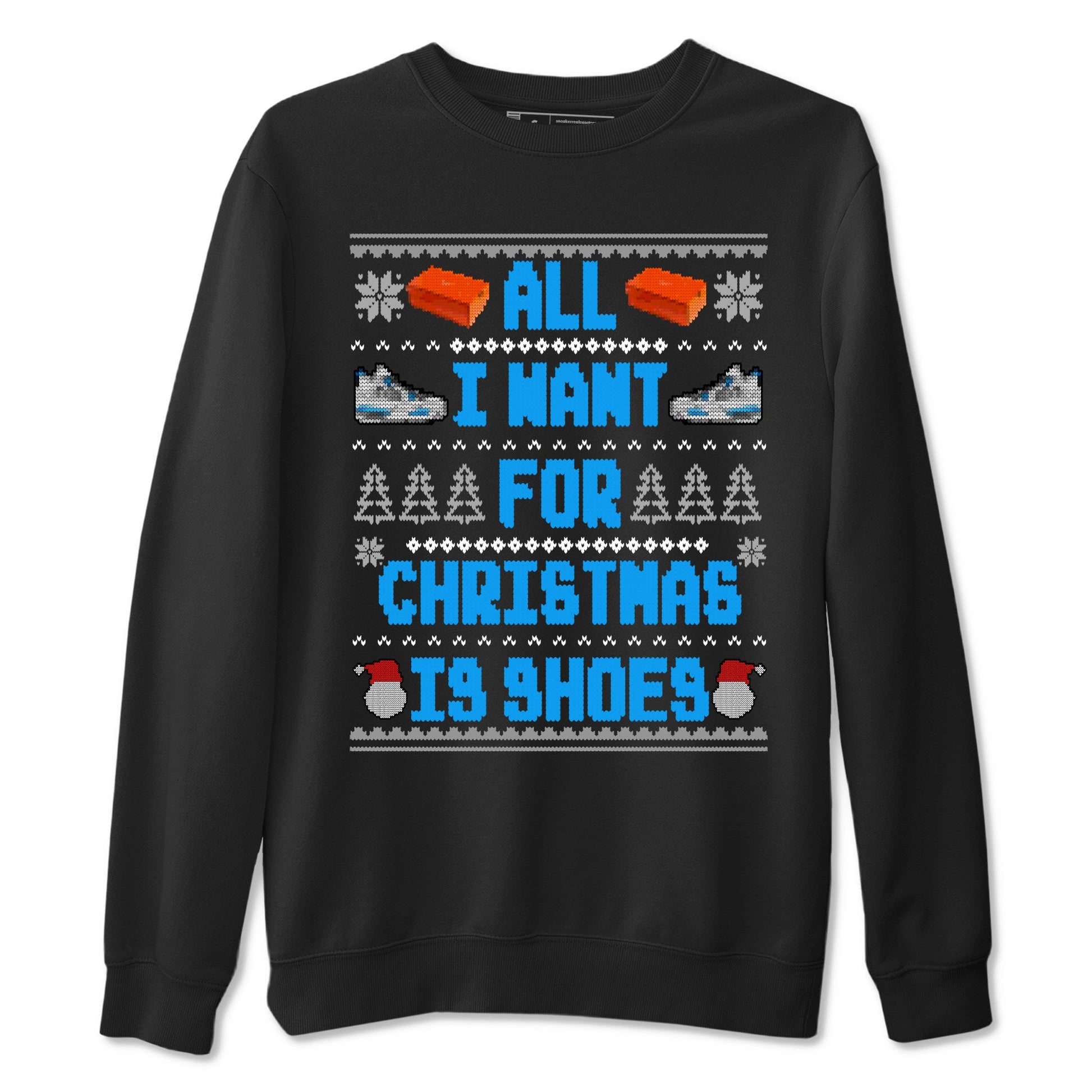 Air Jordan 4 Military Blue t shirts to match sneakers Special Christmas Shirts All I Want For Christmas Is Shoes sneaker match tees 4s Military Blue sneaker match tee SNRT Sneaker Tees unisex cotton Black 2 shirts