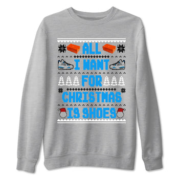 Air Jordan 4 Military Blue t shirts to match sneakers Special Christmas Shirts All I Want For Christmas Is Shoes sneaker match tees 4s Military Blue sneaker match tee SNRT Sneaker Tees unisex cotton Heather Grey 2 shirts