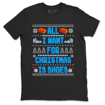 Air Jordan 4 Military Blue t shirts to match sneakers Special Christmas Shirts All I Want For Christmas Is Shoes sneaker match tees 4s Military Blue sneaker match tee SNRT Sneaker Tees unisex cotton Black 2 shirts