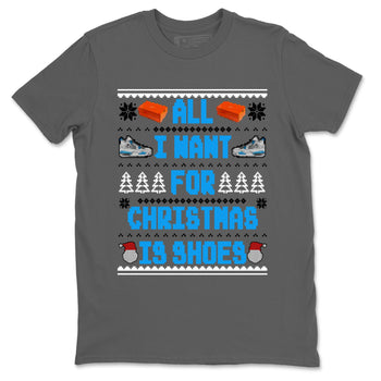 Air Jordan 4 Military Blue t shirts to match sneakers Special Christmas Shirts All I Want For Christmas Is Shoes sneaker match tees 4s Military Blue sneaker match tee SNRT Sneaker Tees unisex cotton Cool Grey 2 shirts