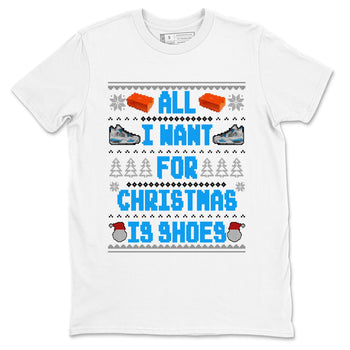 Air Jordan 4 Military Blue t shirts to match sneakers Special Christmas Shirts All I Want For Christmas Is Shoes sneaker match tees 4s Military Blue sneaker match tee SNRT Sneaker Tees unisex cotton White 2 shirts
