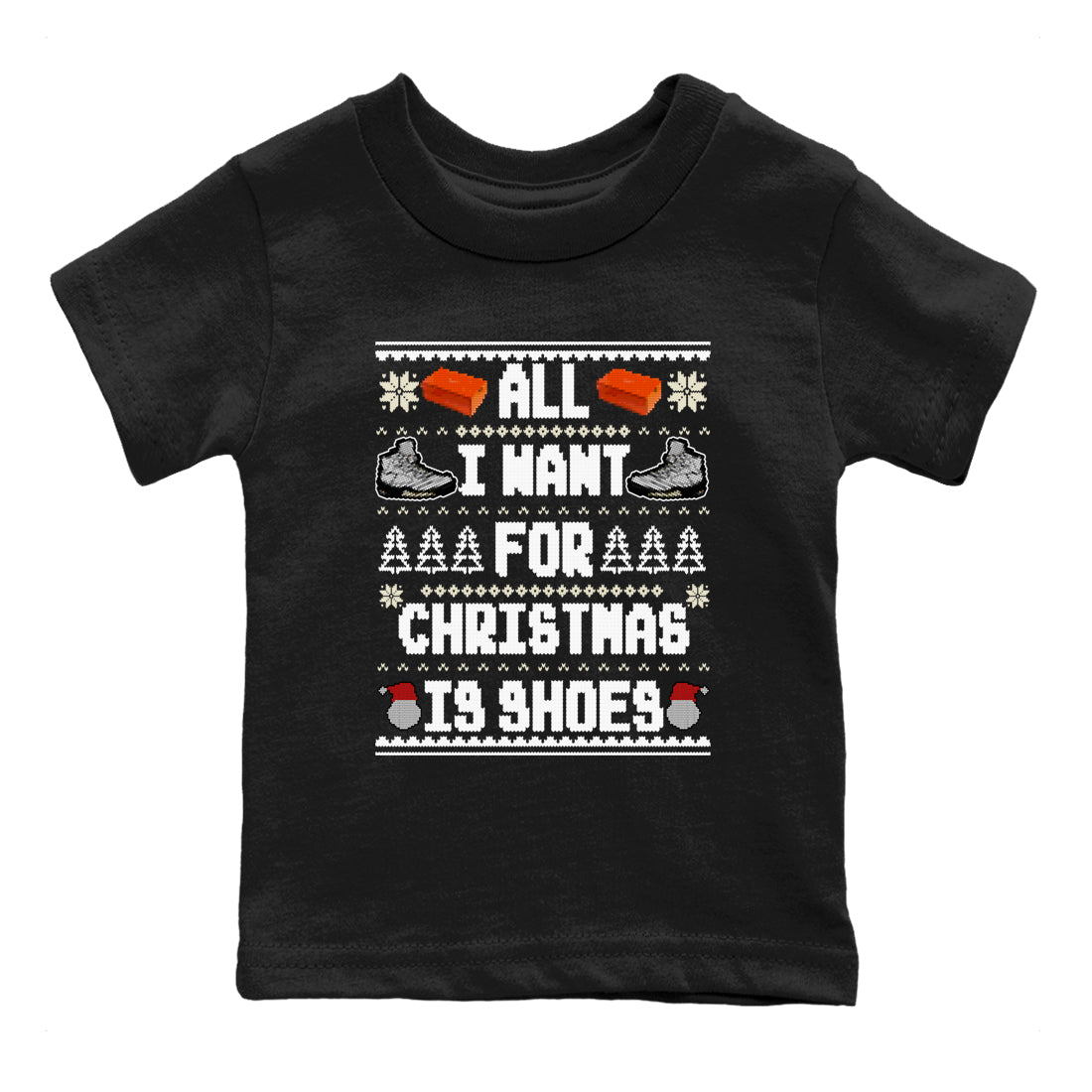 5s White Black shirts to match jordans All I Want For Christmas Is Shoes sneaker match tees Air Jordan 5 Retro White Black match shoes to clothes SNRT Sneaker Tees Youth Baby Black 2 tee