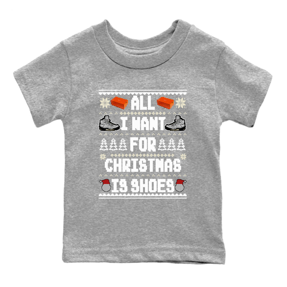 5s White Black shirts to match jordans All I Want For Christmas Is Shoes sneaker match tees Air Jordan 5 Retro White Black match shoes to clothes SNRT Sneaker Tees Youth Baby Heather Grey 2 tee