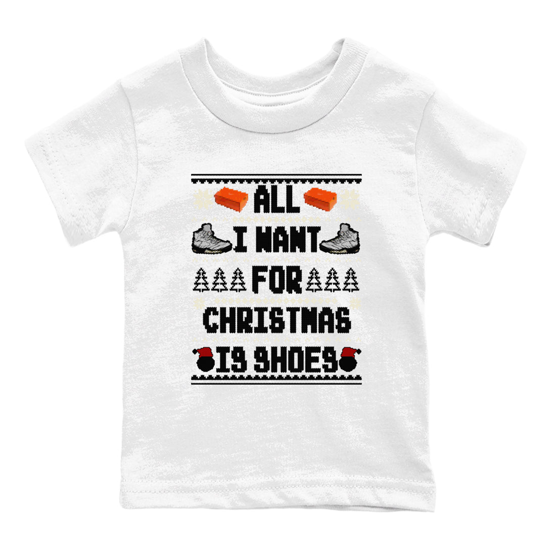 5s White Black shirts to match jordans All I Want For Christmas Is Shoes sneaker match tees Air Jordan 5 Retro White Black match shoes to clothes SNRT Sneaker Tees Youth Baby White 2 tee