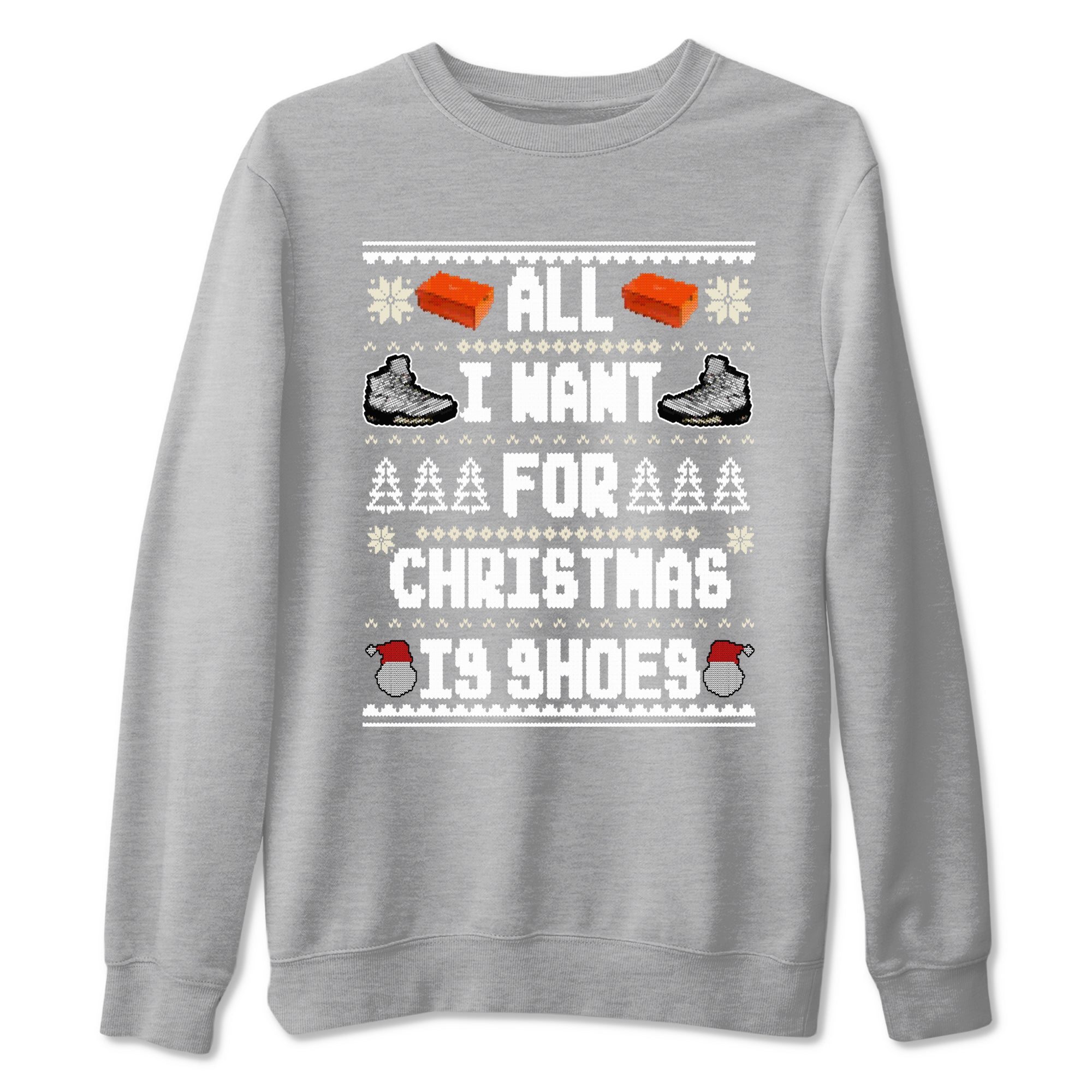 5s White Black shirts to match jordans All I Want For Christmas Is Shoes sneaker match tees Air Jordan 5 Retro White Black match shoes to clothes SNRT Sneaker Tees unisex cotton Heather Grey 2 shirts