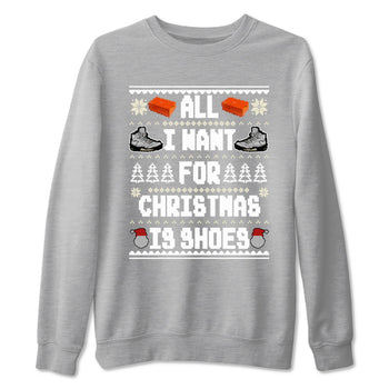 5s White Black shirts to match jordans All I Want For Christmas Is Shoes sneaker match tees Air Jordan 5 Retro White Black match shoes to clothes SNRT Sneaker Tees unisex cotton Heather Grey 2 shirts