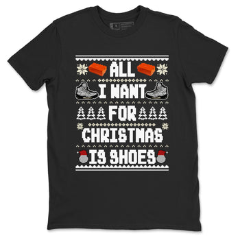 5s White Black shirts to match jordans All I Want For Christmas Is Shoes sneaker match tees Air Jordan 5 Retro White Black match shoes to clothes SNRT Sneaker Tees unisex cotton Black 2 shirts