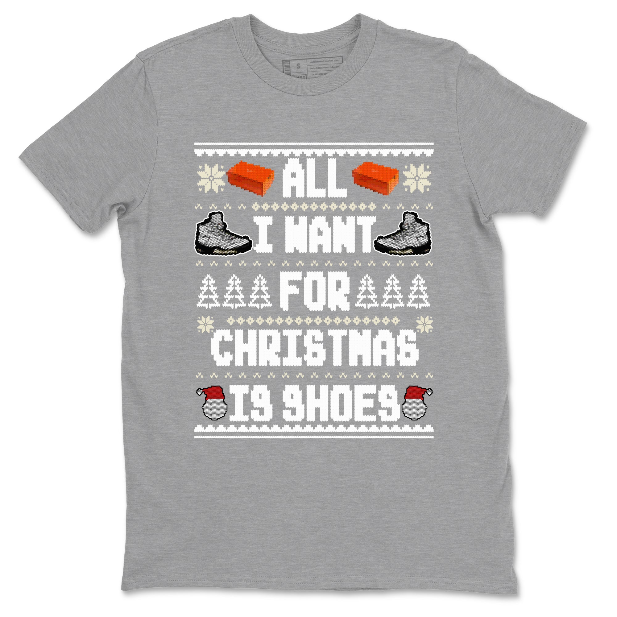 5s White Black shirts to match jordans All I Want For Christmas Is Shoes sneaker match tees Air Jordan 5 Retro White Black match shoes to clothes SNRT Sneaker Tees unisex cotton Heather Grey 2 shirts