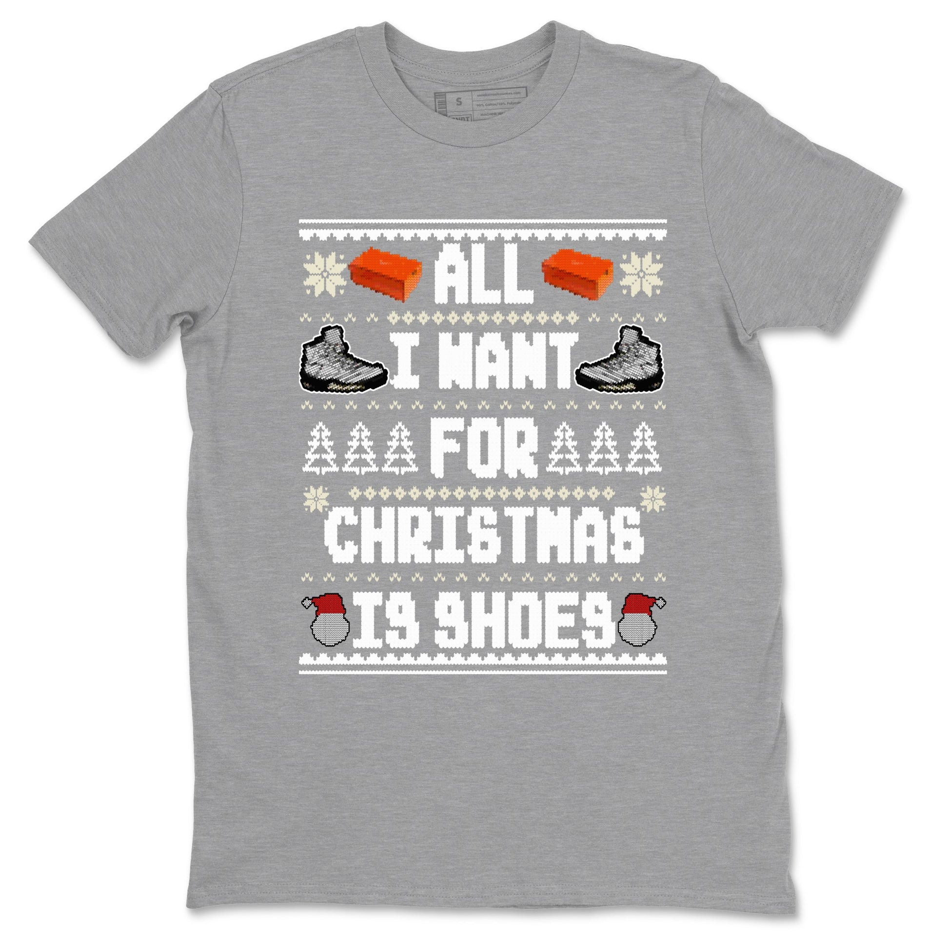 5s White Black shirts to match jordans All I Want For Christmas Is Shoes sneaker match tees Air Jordan 5 Retro White Black match shoes to clothes SNRT Sneaker Tees unisex cotton Heather Grey 2 shirts