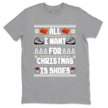 5s White Black shirts to match jordans All I Want For Christmas Is Shoes sneaker match tees Air Jordan 5 Retro White Black match shoes to clothes SNRT Sneaker Tees unisex cotton Heather Grey 2 shirts