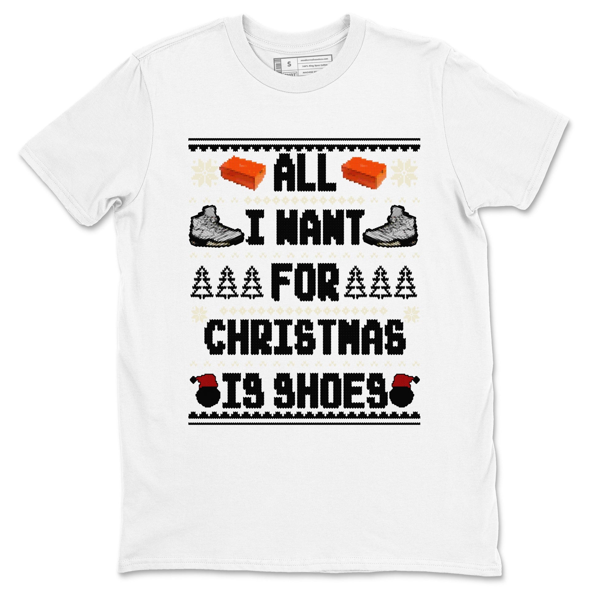 5s White Black shirts to match jordans All I Want For Christmas Is Shoes sneaker match tees Air Jordan 5 Retro White Black match shoes to clothes SNRT Sneaker Tees unisex cotton White 2 shirts